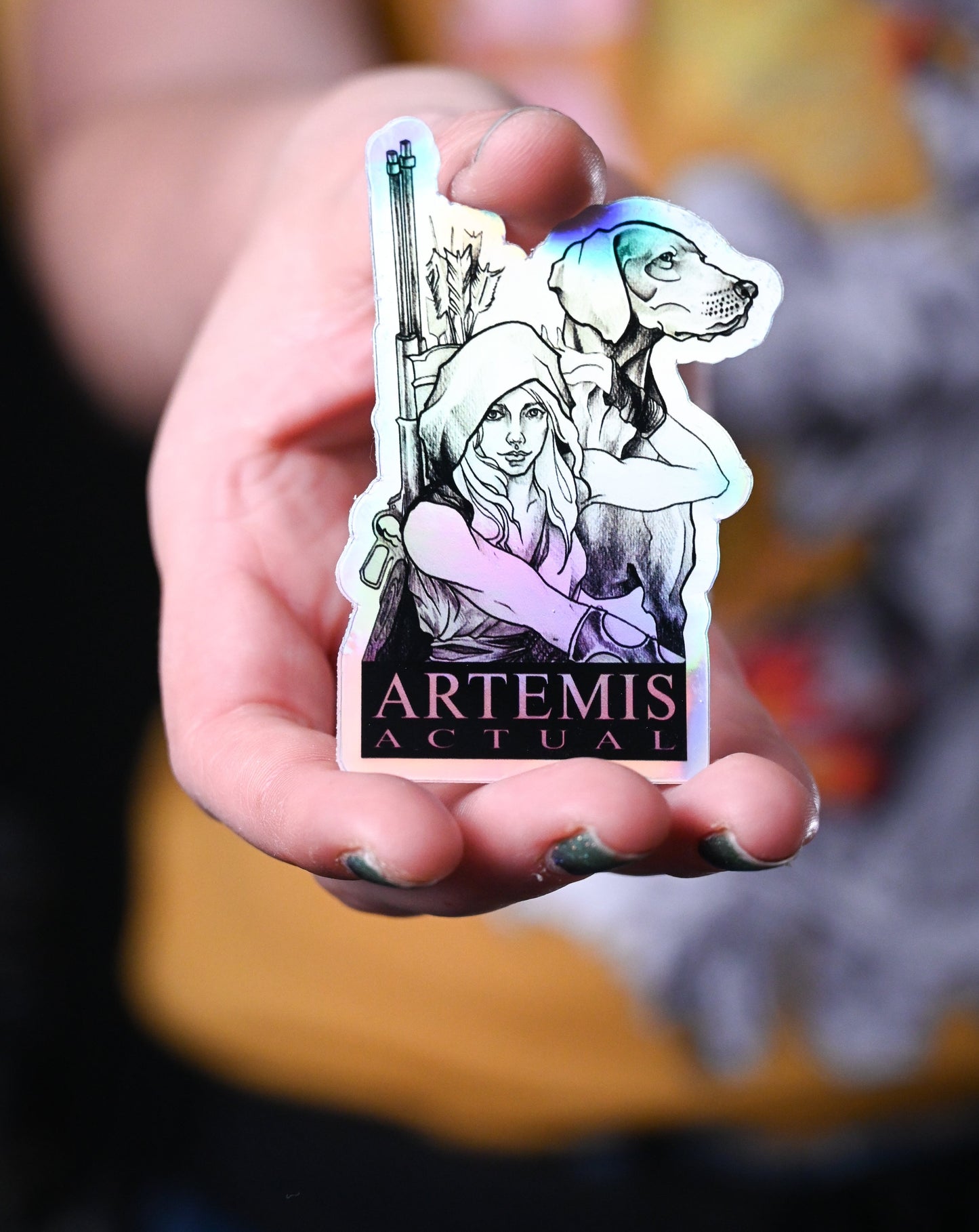 Holographic Sticker with girl and dog